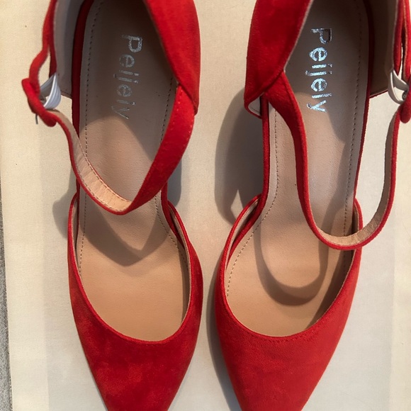 Women’s Peijely sling back low kitten heels closed toed pump work shoes Size 9 - Picture 5 of 8